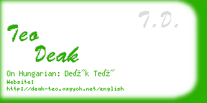 teo deak business card